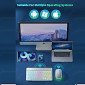abordables Ensemble souris clavier-combo clavier et souris pour tablette android ios windows, combo clavier souris mince sans fil, clavier rétroéclairé arc-en-ciel bluetooth