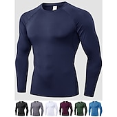 billiga aktiva t-shirts och tankar för män-Herr Kompressionströja T-shirt för jogging Långärmad Baslager Sport Sommar Elastan Andningsfunktion Snabb tork Fuktabsorberande Mjuk Kondition Gymträning Löpning Sportkläder Sportkläder Solid färg