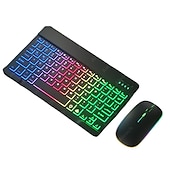 abordables Ensemble souris clavier-combo clavier et souris pour tablette android ios windows, combo clavier souris mince sans fil, clavier rétroéclairé arc-en-ciel bluetooth