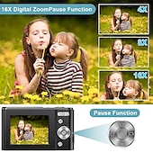 abordables Caméras d&#039;action-Appareil photo numérique 1080p 48 méga pixels caméra de vlogging avec zoom numérique 16x mini caméras portables compactes pour débutants cadeau d&#039;anniversaire