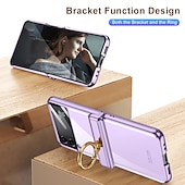 billiga Skal och fodral till Samsung-Mobilskal för Samsung Galaxy Z Flip 5 Z Flip 4 Flip ringhållare dammskydd kameraobjektivskydd enhetlig färg TPU