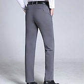 baratos Magro-Homens Social Calças Bolsos Perna reta Tecido Casamento Escritório Trabalho Chique &amp; Moderno Formal Preto Azul Marinha Cintura Alta Micro-Elástica