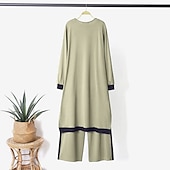 billiga Loungewear till damer-loungeset för kvinnor 3-delade sweatsuitdräkter mjuk väst långärmad kofta med öppen framsida topp hög midja byxor hemkläder