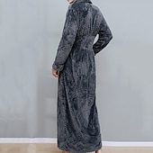 ieftine Halate-Bărbați Halat Halate de baie Halat de Baie Robă de prosop Simplu Stilat Casual Clasic Casă Flanel Confort Cald Απαλό În V Halat lung Buzunar Iarnă Negru Alb