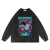 cheap Cartoon &amp; Movie Character Graphic-One Piece Sweatshirt T-shirt Acid Mineral Wash Retro Vintage 100% Cotton Luffy Nami Zoro Sweatshirt Anime Classic Street Style Hoodie For Men&#039;s Women&#039;s Unisex Adults&#039; Hot Stamping