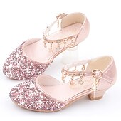 abordables Accesorios-Zapatos de princesa Elsa de cuento de hadas de Frozen para niñas, película de cosplay, lentejuelas, Halloween, zapatos plateados, dorados y rosados, Halloween, carnaval, mascarada, disfraces de plástico de poliéster.