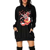olcso Vicces karácsonyi pulóverek és pulóverek-Karácsony Mikulás Ruhák Kapucnis felsőrész Pullover Klasszikus Alap Kawaii Kompatibilitás Női Felnőttek Karácsony Újév 3D nyomtatás Hétköznapi