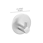 cheap Robe Hooks-Wall Hooks Self-adhesive Robe Hooks Bathroom 304 Stainless Steel Hook Kitchen Bathroom Hook Punch Free Single Hook Door Rear Metal Coat Hook