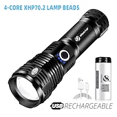 Недорогие Фонари-светодиодный фонарик, четырехъядерный, с лампой xhp70.2, тактический фонарь, водонепроницаемый, 5 режимов освещения, масштабируемый, для кемпинга, охоты