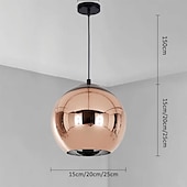 cheap Island Lights-LED Pendant Light Rose Gold Globe Design Kitchen Island Light 15cm 20cm 25cm Single Desgin Metal Electroplated Modern Dining Room Living Room 110-120V 220-240V