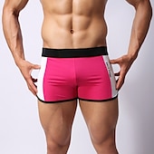 preiswerte Herren Badehosen-Herren Bademode Badehosen Elastische Taille Farbblock Buchstabe Atmungsaktiv Weich Einfach Komfort Weiß Rosa