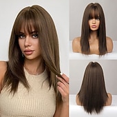 economico Parrucche trendy sintetiche-parrucca bionda lunga ombre per le donne 26 pollici parrucche ondulate bionde sintetiche parte centrale capelli resistenti al calore lunga parrucca bionda per abbigliamento da festa quotidiano
