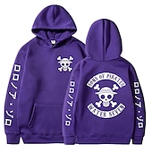cheap Cartoon &amp; Movie Character Graphic-One Piece Monkey D. Luffy Hoodie Anime Cartoon Anime Front Pocket Graphic For Couple&#039;s Men&#039;s Women&#039;s Adults&#039; Hot Stamping
