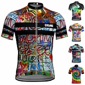 cheap Men's Jerseys-Men's Cycling Jersey Graffiti Funny Short Sleeve Bike Jersey Top with 3 Rear Pockets Mountain Bike MTB Road Bike Cycling Quick Dry Reflective Strips Back Pocket Moisture Wicking Sports Black Yellow