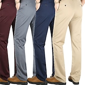 preiswerte Schlank-Herren Anzughosen Hose Hosen Tasche Gerade geschnitten Glatt Hochzeit B¨¹ro Arbeit Baumwollmischung Schick &amp; Modern Ausgefallene Weiß Wein Hoher Taillenbund Mikro-elastisch