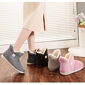 abordables Zapatillas de estar por casa-Botines para mujer, zapatillas de punto cálidas de lana, zapatillas de casa suaves y cálidas con forro borroso, botas con espuma viscoelástica para invierno en interiores/exteriores
