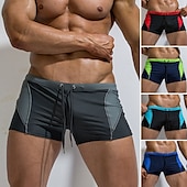 baratos shorts de natação masculinos-Homens Calção Justo de Natação Bermuda de Surf Resumo de natação Com Cordão Cintura elástica Gráfico Bloco de cor Conforto Respirável Casual Diário Feriado Moda Roupa de rua Verde Azul Micro-Elástica