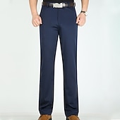 preiswerte Schlank-Herren Anzughosen Hose Hosen Tasche Gerade geschnitten Glatt Hochzeit B¨¹ro Arbeit Baumwollmischung Schick &amp; Modern Ausgefallene Weiß Wein Hoher Taillenbund Mikro-elastisch