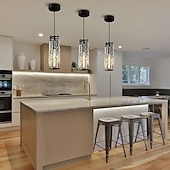 economico Lampadari-lampada a sospensione a led illuminazione a sospensione cromata/oro moderna lampada a sospensione mini lampadari di cristallo lampada a sospensione regolabile per sala da pranzo con isola cucina (1/3