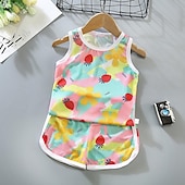 tanie Zestawy-2 elementy Brzdąc Dla chłopców Tank top i spodenki Strój Zwierzę Kreskówki Bez rękawów Bawełna Ustawić Na zewnątrz Moda Codzienny Lato Wiosna 3-7 lat Niebieski dinozaur Pióro Samochód
