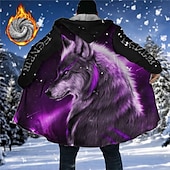 economico giacca in pile da uomo-Per uomo Cappotto invernale Giacca in pile Cappotto Sportivo Da tutti i giorni Tenere al caldo Traspirante Cerniera Tasche Autunno inverno Animali Lupo Di tendenza Streetwear Felpa Lungo Standard