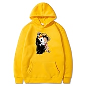 ieftine Grafică a personajelor din desene animate și film-One Piece Monkey D. Luffy Hanorac cu Glugă Anime Desen animat Anime Buzunar frontal Grafică Pentru Pentru cupluri Bărbați Pentru femei Adulți Halloween Carnaval Ștanțare la cald Stradă Zilnic