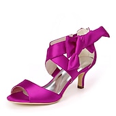 abordables Semiformal-Mujer Zapatos de boda Zapatos de novia Pajarita Tacón de gatito Puntera abierta Satén Cremallera Negro Blanco Marfil