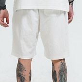 baratos Feriado-Homens Shorts de linho Shorts de verão Shorts casuais Bolsos Com Cordão Cintura elástica Tecido Comprimento da panturrilha Ao ar livre Diário Para Noite Misto de Algodão e Linho Moda Roupa de rua