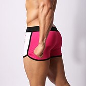 preiswerte Herren Badehosen-Herren Bademode Badehosen Elastische Taille Farbblock Buchstabe Atmungsaktiv Weich Einfach Komfort Weiß Rosa