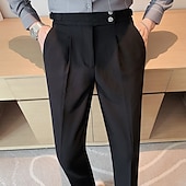 economico Sottile-Per uomo Laurea Pantaloni Eleganti Pantaloni Pantaloni plissettati Pantaloni da Abito Tasca Vita alta Semplice Comodità Ufficio Affari Casuale Elegante Vintage Nero Verde Vita Alta Micro-elastico