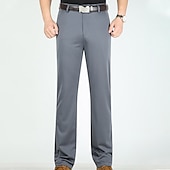 preiswerte Schlank-Herren Anzughosen Hose Hosen Tasche Gerade geschnitten Glatt Hochzeit B¨¹ro Arbeit Baumwollmischung Schick &amp; Modern Ausgefallene Weiß Wein Hoher Taillenbund Mikro-elastisch