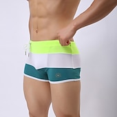 baratos calção de banho boxer masculino-Homens Roupa de Banho Calção Justo de Natação Resumo de natação Com Transparência Com Cordão Bloco de cor Respirável Macio Simples Conforto Preto Branco
