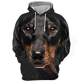 baratos Moletons masculinos com capuz-Homens Cachorro Estampas Abstratas Moletom Moletons Moletom com capuz Manga Longa Moletom com capuz Com Capuz Roupa de rua Impressão 3D Diário Esportes Preto Imprimir Primavera &amp; Outono Designer