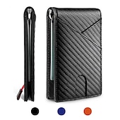 ieftine suporturi pentru carduri și cutii-Portofel din fibră de carbon RFID pentru bărbați geantă subțire pentru bani portofel de carduri de lux pentru bărbați pachet scurt bi-fold
