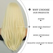 voordelige Synthetische trendy pruiken-lange 613 blonde pruik met pony rechte pruiken voor vrouwenhittebestendige gelaagde synthetische pruiken voor dagelijks gebruik