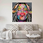 cheap People Paintings-Handmade Oil Painting Canvas Wall Art Decoration Portrait Woman Abstract for Home Decor Rolled Frameless Unstretched Painting