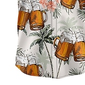 billige Mat &amp; Drikke-Herre Grafiske trykk Øl Blader Skjorte Hawaii skjorte Aloha skjorte Kortermet Tropisk Mote Hawaiisk Gate Avslappet Hawaiisk Sommer Vår Aftæpning Trykt mønster Knapp ned Gul Rosa Militærgrønn Navybl