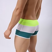 baratos calção de banho boxer masculino-Homens Roupa de Banho Calção Justo de Natação Resumo de natação Com Transparência Com Cordão Bloco de cor Respirável Macio Simples Conforto Preto Branco