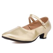 ieftine Pantofi Dans Clasic &amp; Modern-Pentru femei Pantofi Moderni Pantofi De Dans Antrenament Dans de Societate  Vals Pantofi de confort Mai moale Călcâi Cataramă Grosime călcâială Vârf Închis Buclă Adulți Argintiu Negru Roșu Închis