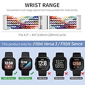 levne Pásky na hodinky Fitbit-Pásek hodinek pro Fitbit Versa 3 Sense Nylon Výměna, nahrazení Popruh Pletený Nastavitelný Prodyšné Sólová smyčka Náramek