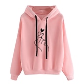 cheap Graphic shop Sweatshirts &amp; Hoodies-Women&#039;s Hoodie Sweatshirt Pullover Basic Graphic Street Casual Hoodie Drawstring Long Sleeve Black Yellow Pink Red Grey Fall &amp; Winter