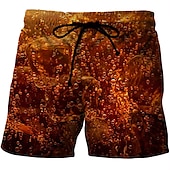 baratos Comida &amp; Bebidas-Homens Estampas Abstratas Cerveja Calção de Banho Bermuda de Surf Shorts de Natação Cintura Média Moda Roupa de rua Casual Ao ar livre Diário Feriado Bolsos Com Cordão Cintura elástica Designer Roupa