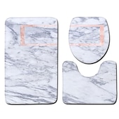 preiswerte 3PC-Badteppich-Mattenset-3er-Set Badematten, rutschfeste Badezimmermatte, U-förmiger Konturenteppich&amp;amp;Toilettendeckelbezug, Badematte mit Marmorstruktur, rutschfest&amp;amp;weicher, saugfähiger Polyesterteppich