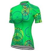 billiga Tröjor för kvinnor-Dam Cykeltröja Kortärmad Cykel Tröja Överdelar med 3 bakfickor Bergscykling Vägcykling Andningsfunktion Snabb tork Fuktabsorberande Reflexremsa Gul Mörkgrön Rosenröd Grafisk sporter Kläder