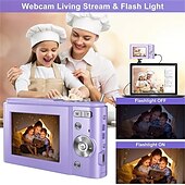 abordables Caméras d&#039;action-Appareil photo numérique 1080p 48 méga pixels caméra de vlogging avec zoom numérique 16x mini caméras portables compactes pour débutants cadeau d&#039;anniversaire