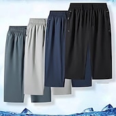 cheap Mens Active Shorts-Men&#039;s Athletic Shorts Cropped Pants Casual Shorts Capri Pants Drawstring Elastic Waist Plain Quick Dry Calf-Length Outdoor Going out Fashion Streetwear Black Blue Micro-elastic