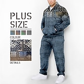 billiga Herrars 3D-tröjset-Herr Grafisk Bohemisk 2st 3D-tröja set Träningsoverall Zip Up hoodies Långärmad Långa byxor Huva Mode Designer Ledigt Dagligen Sport Utekväll 3D-utskrift Vår &amp; Höst Blå Grön Kaffe