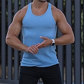 economico Canotte da palestra-Per uomo Canotta Maglietta smanicata Canottiera Maglietta senza maniche Senza Maniche Collo a U Estate Primavera A righe Moda Streetwear Interno Palestra Sport Nero Bianco Blu marino scuro Maglietta