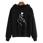 cheap Graphic shop Sweatshirts &amp; Hoodies-Women&#039;s Hoodie Sweatshirt Pullover Basic Graphic Street Casual Hoodie Drawstring Long Sleeve Black Yellow Pink Red Grey Fall &amp; Winter