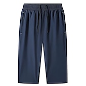 cheap Mens Active Shorts-Men&#039;s Athletic Shorts Cropped Pants Casual Shorts Capri Pants Drawstring Elastic Waist Plain Quick Dry Calf-Length Outdoor Going out Fashion Streetwear Black Blue Micro-elastic
